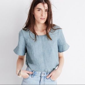 Madewell Chambray Bow Back Top